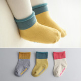 冬季卡通拼色纯棉A类婴儿袜子 0-2岁男女宝宝幼儿地板棉袜防滑袜
