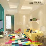 彩色方块格子异形创意不规则地毯 潮牌个性卧室茶几客厅沙发脚垫