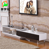 华人顾家 简约现代钢化玻璃电视柜 时尚白烤漆可伸缩电视柜180F