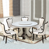 餐桌椅小户型餐桌酒店家用象牙白组装欧式圆形 大理石圆桌