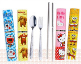 卡通可爱学生小巧旅游户外便携餐具套装 筷子勺子叉子包装盒套装