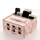 创意木质厕所纸巾盒欧式客厅茶几桌面抽纸盒多功能遥控器收纳盒