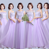 伴娘礼服长款秋冬2016新款韩版紫色伴娘裙姐妹团婚礼宴会晚礼服