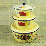 怀旧搪瓷洗手碗  老式搪瓷盆 加深带盖汤盆 平底碗14-30cm9种尺寸