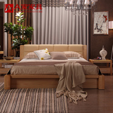 a家家具 现代简约原木色实木床1.8米1.5北欧卧室婚床双人大床组合