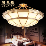 欧式复古铜灯全铜吊灯 简欧矮户型客厅灯具卧室书房灯 玻璃焊锡灯