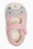 现货NEXT英国童装代购女宝宝粉红色猫脸婴儿鞋防滑底学前鞋学步鞋