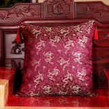 中式红木实木沙发仿古靠垫靠背婚庆中国风刺绣绸缎龙明清皇家抱枕