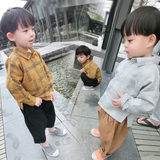 春秋季男童衬衫女童衬衣蝙蝠袖儿童翻领上衣韩版儿童衬衫男童长袖