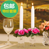 特价 创意西餐蜡烛台 欧式餐桌水晶玻璃烛台摆件浪漫烛光晚餐道具