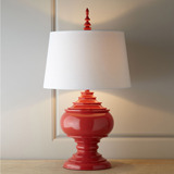 美式红白色大肚陶瓷禅意东方样板房酒店婚庆卧室设计师陶瓷台灯