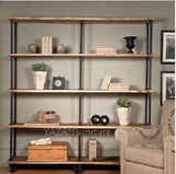 促销复古工业风格实木书柜做旧铁艺创意书架实木置物架loft书柜尚