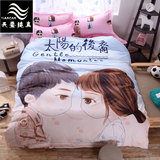 韩版卡通大版花四件套学生上下铺宿舍床单被套床上用品儿童三件套