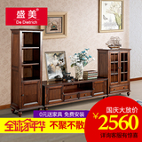 盛美家具美式实木电视柜组合欧式简约1.8/2.2米实木电视柜地柜