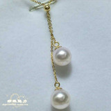 Mikimoto AKOYA日本18K金 海水珍珠项链双珍珠锁骨链 可调节项链