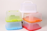 糖果色方形10-12寸蛋糕盒塑料 环保PP便携式手提 烘焙生日蛋糕盒