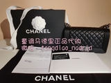 欧洲西班牙正品代购 Chanel/香奈儿 le boy牛皮中号银链 经典黑色