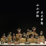 德化陶瓷彩砂陶可爱小和尚沙弥手工制作人物居装饰品收藏佛像摆件