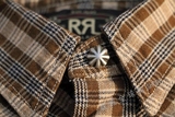 正品代购RRL 复古咔叽Vintage 男slim修身康乔银扣宝石厚格子衬衫
