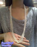 代购 泰国Fashion Pearl天然淡水珍珠毛衣链 多层长款项链 强光