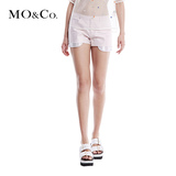 MO&Co.摩安珂夏季款褶皱磨边女装短裤 欧美个性金属感牛仔裤moco