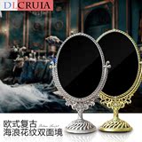 韩国进口 高档复古欧式公主镜 双面台式化妆镜 金属梳妆镜结婚镜