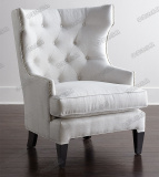 欧式休闲椅棉麻布艺实木沙发椅单人椅子西餐厅咖啡馆椅子美式乡村
