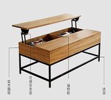 订做简约现代实木升降茶几创意仿古小户型铁艺多功能储物伸缩桌子