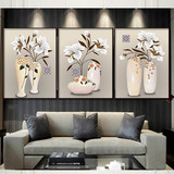 纳米冰晶玻璃现代客厅沙发背景墙装饰画水晶无框画挂壁画欧氏花瓶