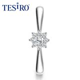 品牌正品TESIRO通灵珠宝心花怒放钻石戒指 群镶显钻结婚钻戒女 婚