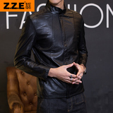 ZZE2016皮夹克男士皮衣韩版立领修身男式休闲PU皮仿皮加绒春秋潮