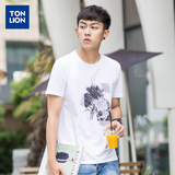 唐狮2016夏装新款T恤男圆领印花韩版青少年体恤学生白色衣服潮