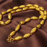 欧币金饰品镀24K黄金女士项链仿真金霸气沙金转运珠项链货源XL046