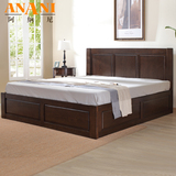 阿纳尼美式简约纯实木储物床卧室家具水曲柳双人箱体床1.5米1.8米