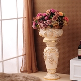 欧式罗马柱子摆件 高档陶瓷大花瓶落地客厅欧式电视柜装饰品插花