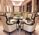 新中式售楼处实木沙发椅 现代酒店会所大厅谈判桌椅接待椅洽谈椅