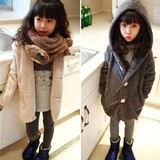 2015儿童女童韩版冬装加绒保暖连帽外套宝宝休闲双面毛绒加厚上衣