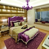 简约现代紫色混纺地毯客厅茶几地毯卧室床边样板间手工腈纶地毯