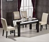 顾家家居 时尚简约现代钢化玻璃餐桌椅组合 黑色饭桌子 烤漆餐桌