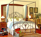 欧式公主铁艺钢木床 宜家沙发床幔架子时尚单人床双人床1.8 1.5米
