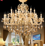 欧式锌合金水晶吊灯 大型客厅灯酒店工程复式别墅灯砂金色蜡烛灯