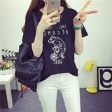 T恤女夏2016新款韩版短袖印花体恤大码简约学生半袖上衣闺蜜装bf
