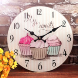欧式时尚可爱精品蛋糕厨房创意壁钟客厅挂表个性美式玻璃挂钟包邮