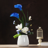 蓝色马蹄莲室内装饰花卉混合式盆花插花仿真花 客厅摆设假花摆件