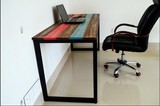美式乡村电脑桌黑色美式五色复古做旧彩色条纹铁艺休闲桌子工作台