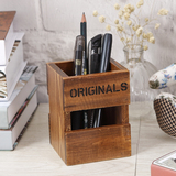 创意木质桌面可爱办公室用品 时尚收纳盒 复古实木多功能笔筒包邮