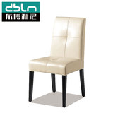 东博利尼 时尚休闲餐椅 实木贴黑橡木皮餐桌椅子 简约皮垫靠背椅