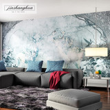 欧式创意背景墙壁纸  客厅沙发卧室墙纸  森林麋鹿个性定制壁画