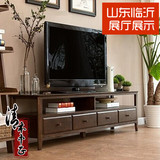 美式环保纯实木电视柜高档黑胡桃色客厅家具抽屉地柜特价