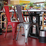 欧版休闲靠背铁皮椅金属椅 复古简约餐厅咖啡厅饮料吧台椅子铁椅